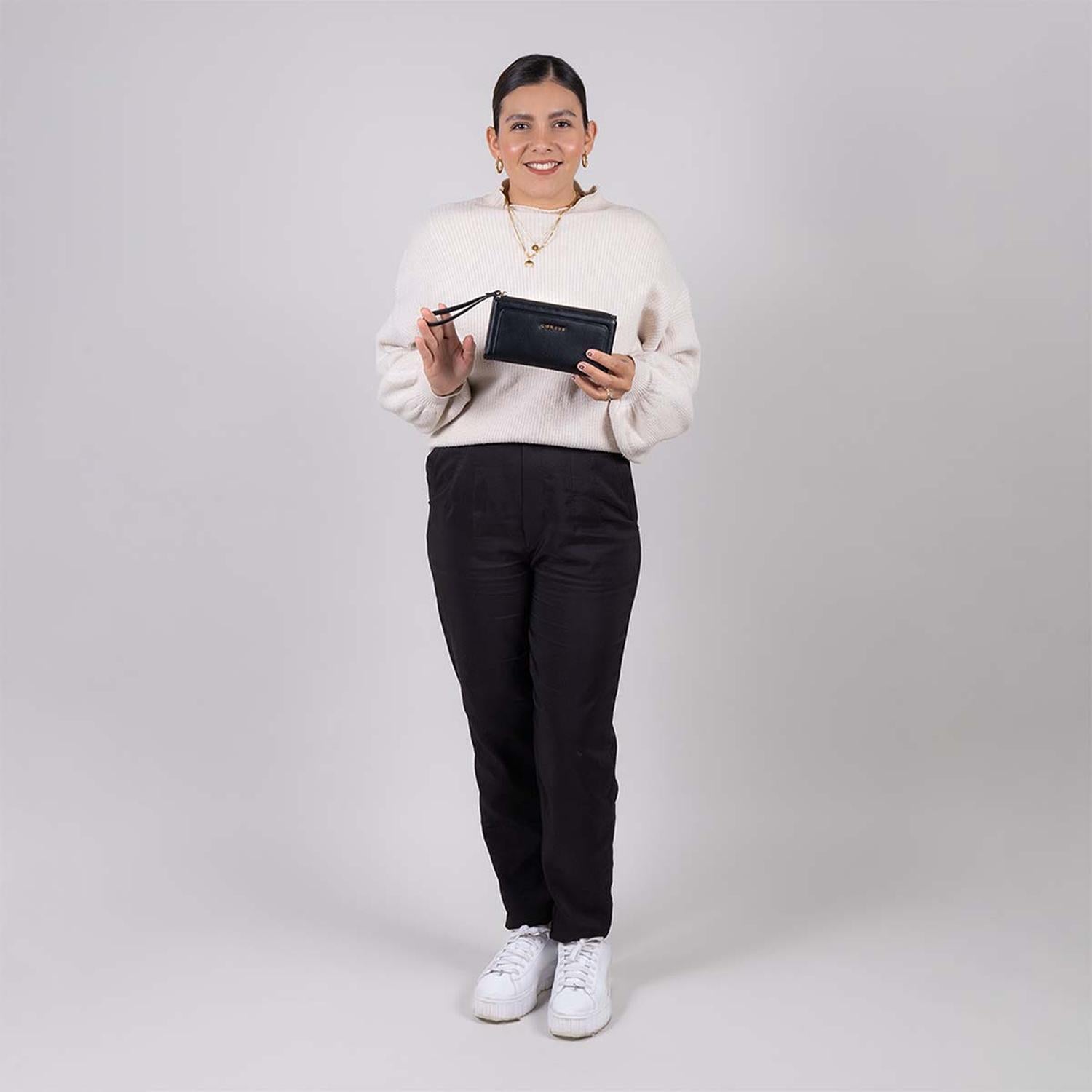 Cartera de dama wallet grande GORETT Negro ALEJANDRA