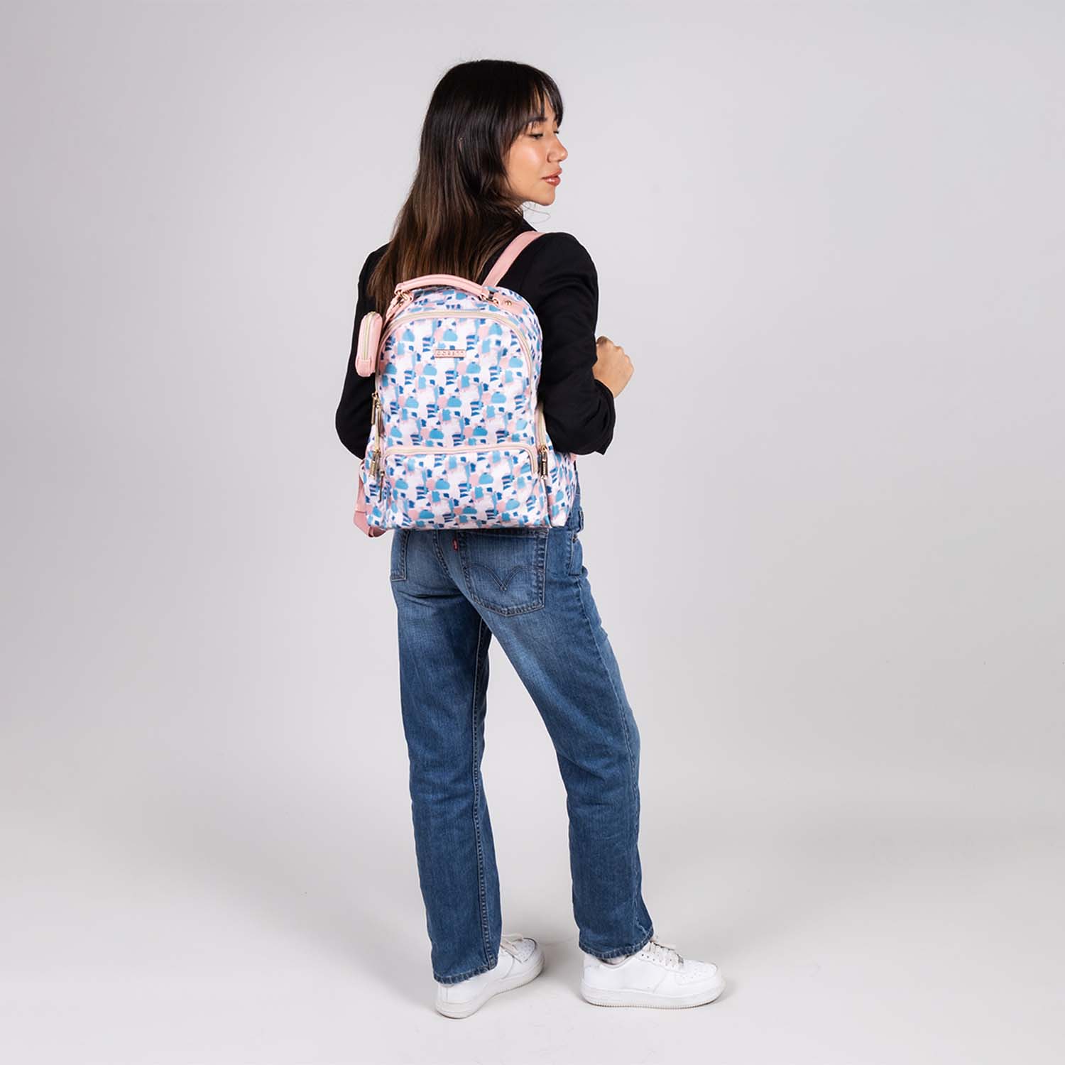 Backpack Print Rosa y Azul Sussan By Gorett